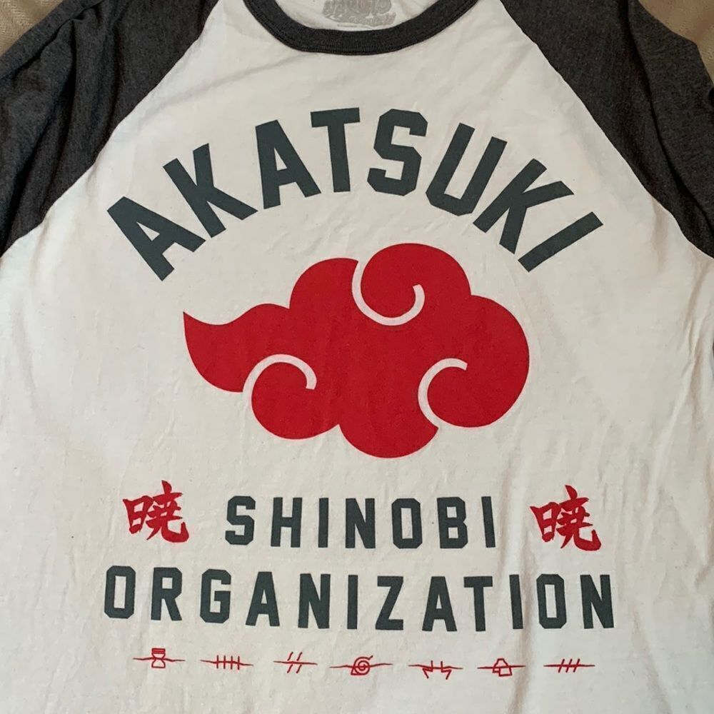 Naruto Shippuden Akatsuki Anime Graphic Baseball T-shirt S White
